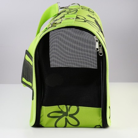 Bag - Carriage for animals "Flowers", green, size L, 53 x 21 x 29 cm-3