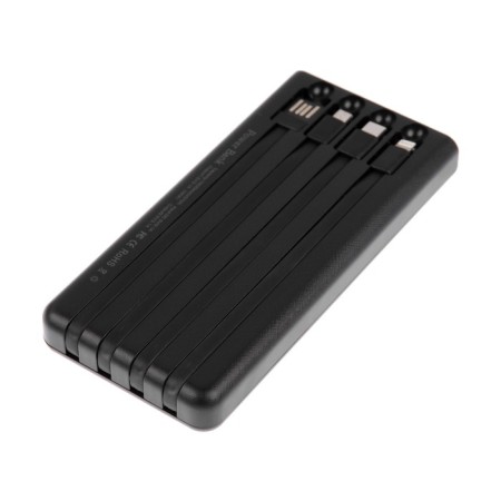 External battery 485, 10000 mAh, Type-C/Lightning/MicroUSB cables, lantern, black-3