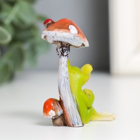 Souvenir Polystone "Frog under the mushroom - rest" 6x3x5.4 cm-2
