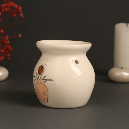 Aroma lamp ceramics "Inhale... exhale..." White 7.2x7.2x7.8 cm-4