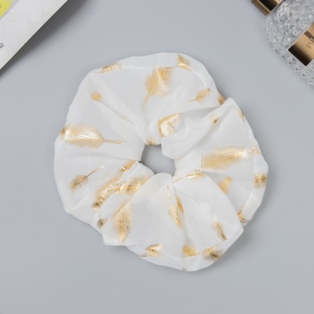 Hair gum "Orbit" style leaves, 14 cm, white-1
