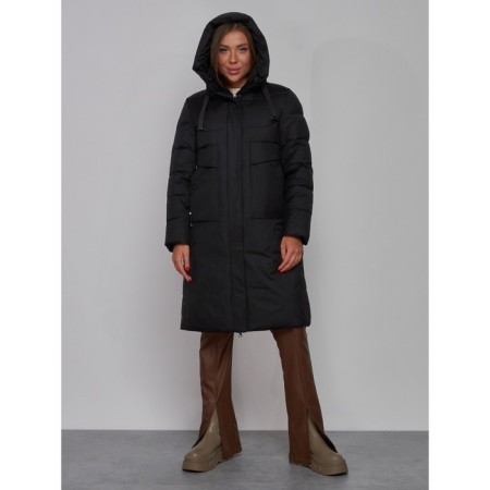 Coat insulated winter female, size 48, black color-4