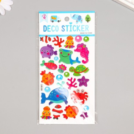 Sticker plastic volumetric "Underwater World" mix 20.4x9.7 cm-3