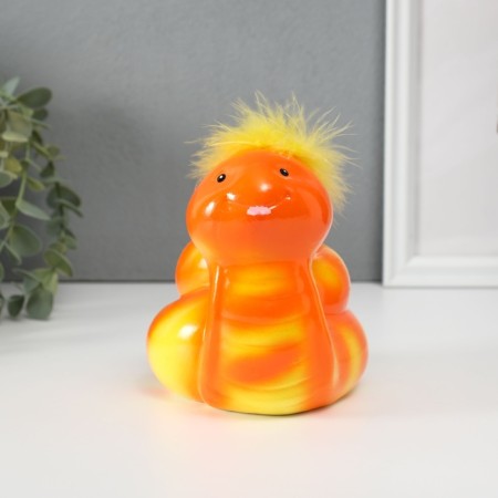 Piggy bank Ceramics "Red -haired snake with fluffy hairstyle" 10.5x13.9x12.3 cm-3