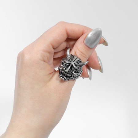 Ring "Japan" two faces, black silver + gold, 18 size-2