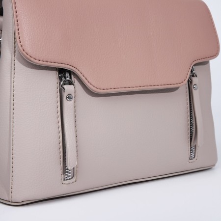 Magnet bag bag, external pocket, long belt, beige color-3