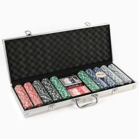 Poker in a metal case (2 decks, chips 500 pcs C/denomination, 5 cubes), 20.5 x 56 cm-6
