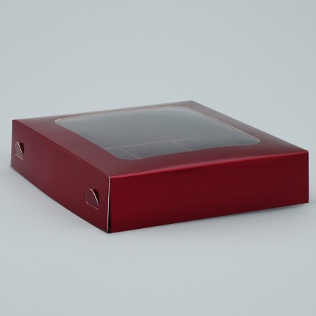 Box for sweets, confectionery packaging, 9 cells, “burgundy”, 14.7 x 14.7 x 3.5 cm-4
