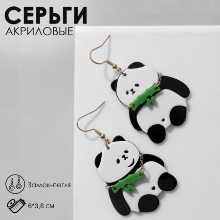 Acryl Earrings "Panda", colored in gold