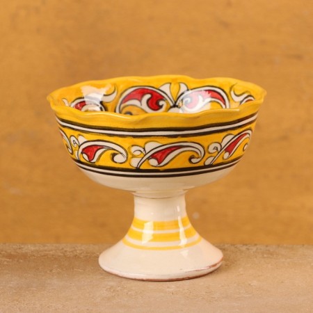 Candy of Rishtan ceramics "Flowers", yellow 12 cm,