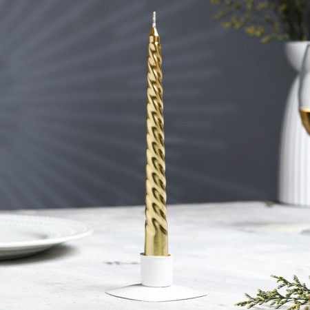A set of candles of twisted, 1.9x 20 cm, 6 pieces, gold metallic-3