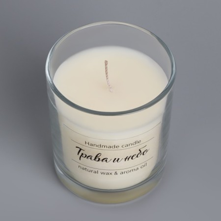 A candle in a glass flavored "grass and sky", 7x7 cm, 27 hours-4