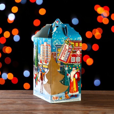 Gift box with a window Christmas tree "Holiday in the city", 19 x 13.5 x 25.5 cm-3