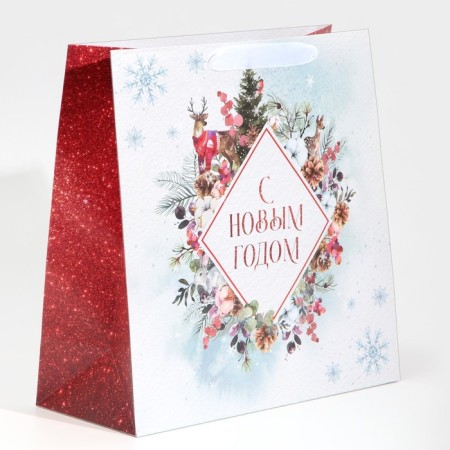 Laminated square Snow, 30 x 30 x 12 cm, new year-2