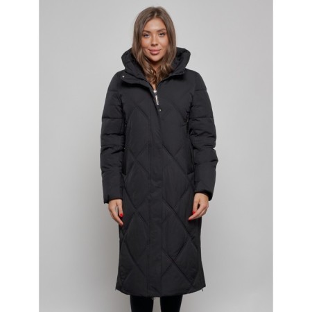 Coat insulated winter female, size 44, black color-7