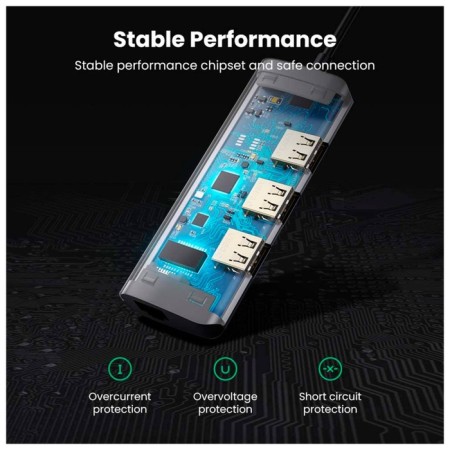 USB concentrator 4 in 1 (hub) ugreen 3 x USB 3.0, RJ45 (60718)-5