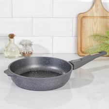 Granite pan, d = 24 cm, removable handle, anti -stick coating, gray color
