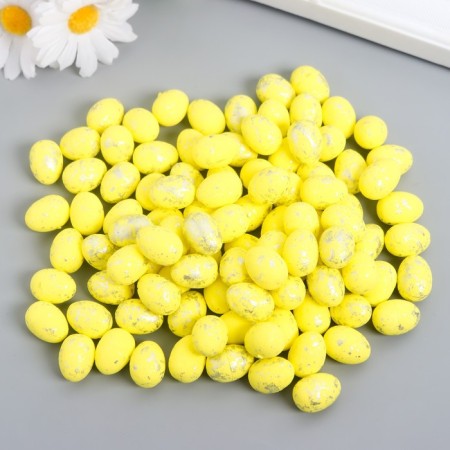 Easter decor "Egg - silver speck" set of 100 pcs yellow 1.5x1.8 cm, 8x8x8 cm-1