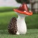 Garden figure "Hedgehog under fly agaric" 8x11x19cm ////
