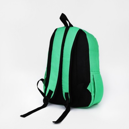 School backpack of textiles on a zipper, 3 pockets, Fulldorn, green color-3