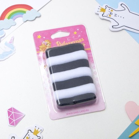Hair elastic band "Mahrushka" (set 7 pcs) black and white
