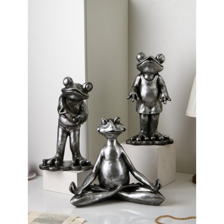 Set of figures "Frog", Polystone, 38 cm, silver color