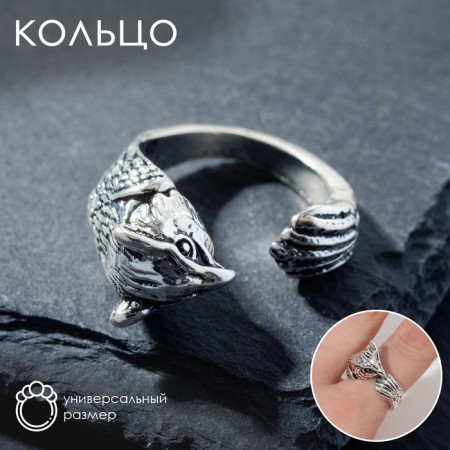 Ring "Right" eagle, color black silver, dimensionless