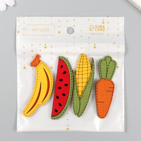 Decor for creativity claims. suede "fruits, vegetables" mix 7x2.2 cm-3