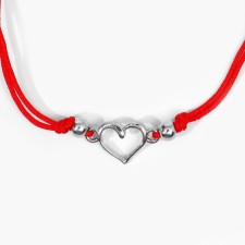 Браслет «Сердце» пара, цвет красный с серебром, 7см
