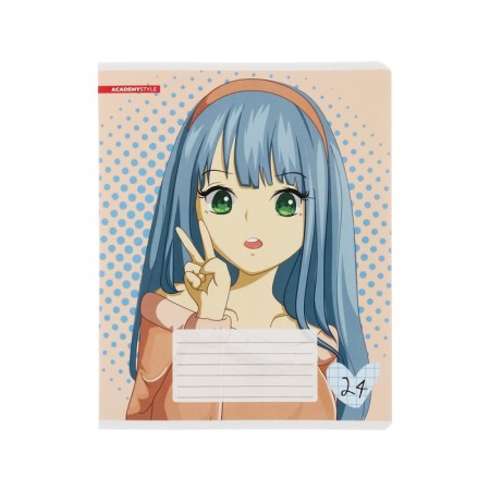Notebook 24 sheets in the “ANime Girls” cage, cover coated cardboard, UV-fluid, block 65 g/m2, mix-6