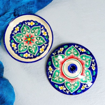 Maslenka Rishtan ceramics "Flowers", 17 cm, blue-2