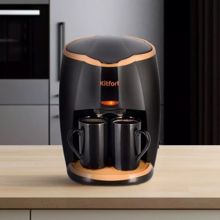 Coffee machine KitFort KT-7399, Capilny, 450 W, 0.25 L, black-orange-5