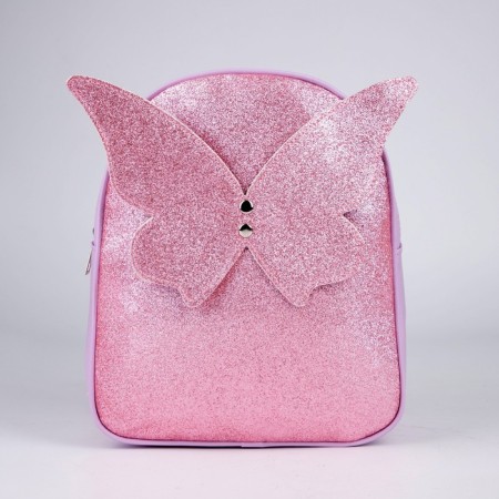 Baby backpack for girls with sparkles "Butterfly", removable elements, 27x23x10 cm-2