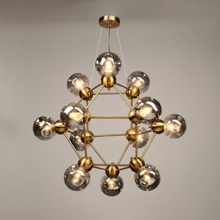 Chandelier "Molecule" 12he27 Brass 80x80x65-115 cm-4