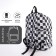 School backpack from textiles with a zipper, 4 pockets, black/white color