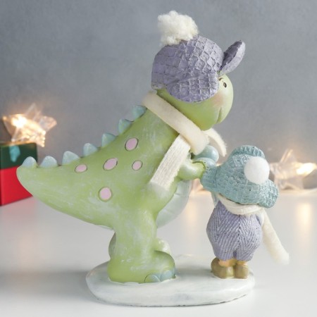 Polystone souvenir "Baby and dinosaurus in hats" 15x8.5x16 cm-2