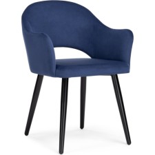 Stol on a metal frame Apr Metal/velor, black/blue 57x57x81 cm