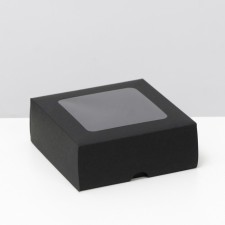 The box is folding, the lid is, with the window, black, 13 x 13 x 5 cm