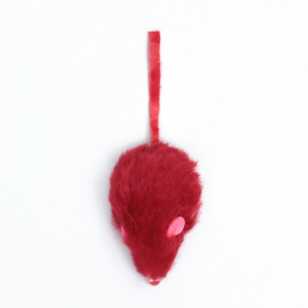 A toy for cats "Small Mouse", natural rabbit fur, 5 cm, mix of flowers-2