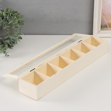Casket wood under painting with glass with "rectangular" divisions without a lock 45x8.5x6.5 cm-1