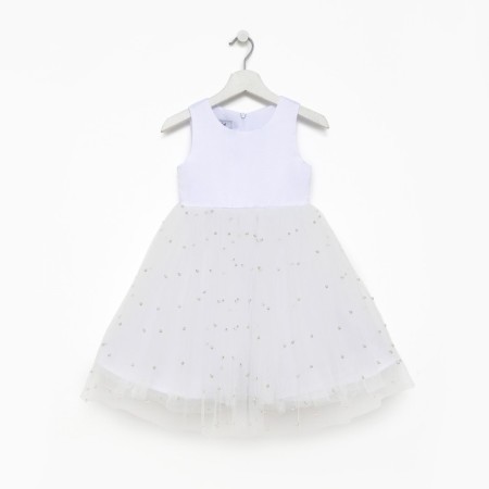 Children's dress with beads kaftan p. 36 (134-140 cm), white-2