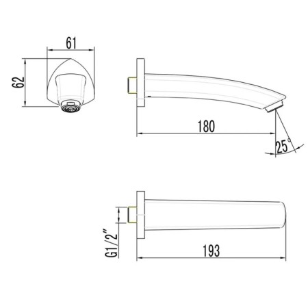 Pour for the LEMARK LM3581C mixer, length 180 mm, chrome-1