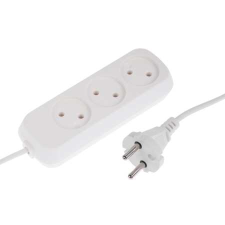 Extension cord 3 sockets, 1.7 m, 6 A, 1300 W, SHVVP 2x0.5 mm2, without salary, white-1
