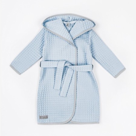 Baby robe with a hood Waffle, height 98-104 cm, blue color-7