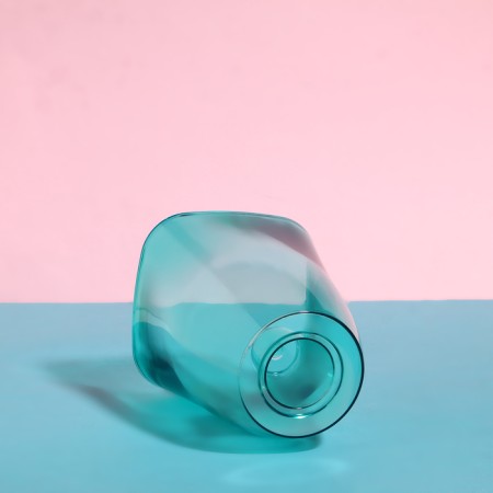 Pot for orchids, 1.5 l, 13 × 17 cm, plastic, transparent-turquoise-1