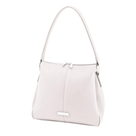 Bag women, genuine leather, white 27x7.5x24 cm