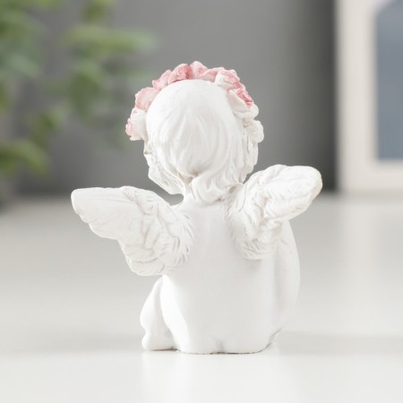 Polystone souvenir "Snowty Angel in a pink wreath sits" mix 6x3.5x4.9 cm-3