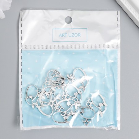 Decor for creativity Metal "Kit with an asterisk" silver set 12 pcs 1.5x1.9 cm-2