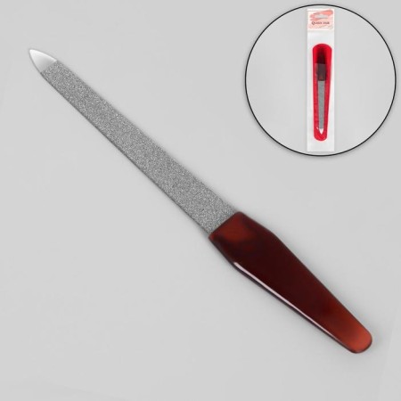 Metal file for nails, 12 cm, in a case, the color "amber"-1
