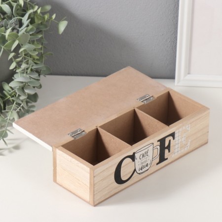 Casket wood 3 divisions "Coffee from Spain" 8.5x23.7x7 cm-1